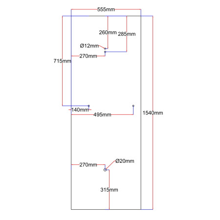 Dušo kabinos galinis stiklas 555x1540 mm juodas