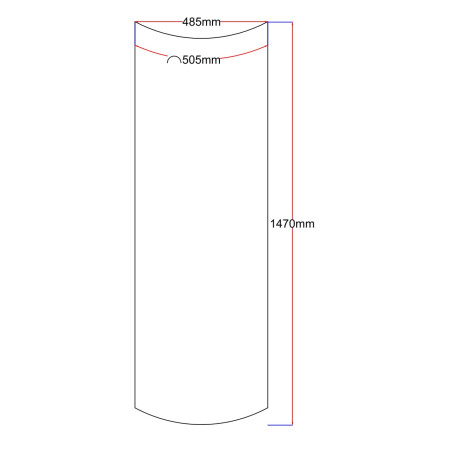 Dušo kabinos šoninis stiklas lenktas 485x1470