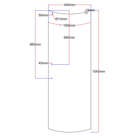 Dušo kabinos durys lenktos 540x1545 pilkos