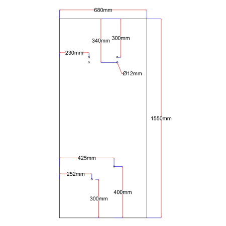 Dušo kabinos galinis stiklas 680x1550 juodas 5.26