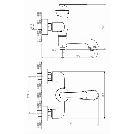 Retro stiliaus vonios maišytuvas B181-16