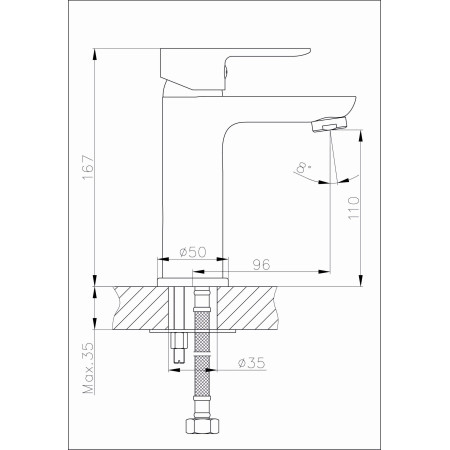 Vienos svirties maišytuvas praustuvui B112-1A