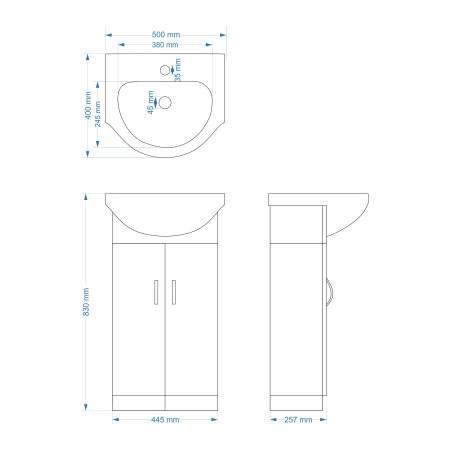 Vonios kambario spintelė su praustuvu PIK05003 D50