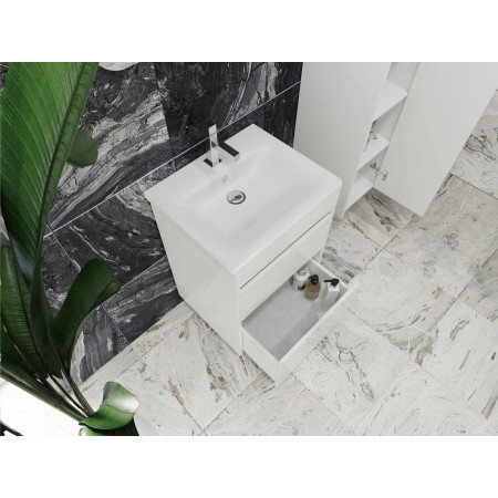 Vonios kambario spintelė su praustuvu OTTO OT-55 balta pakabinama