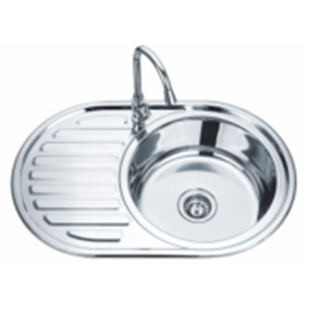 Nerūdijančio plieno plautuvė D7750P 770x500 0.8 kairė su sifonu