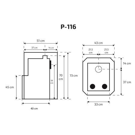 Krosnelė Skamet P-11640 PRV dešininė su 40L nerūd. plieno vandens talpa