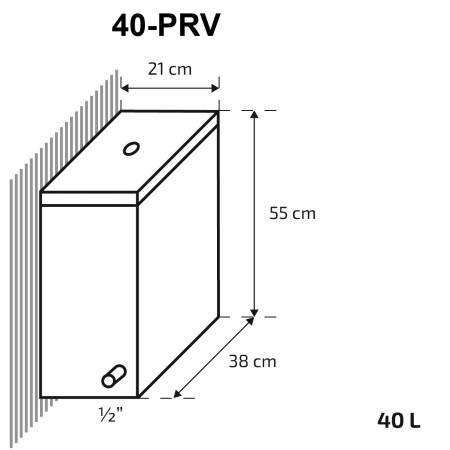 Krosnelė Skamet P-11640 PRV dešininė su 40L nerūd. plieno vandens talpa