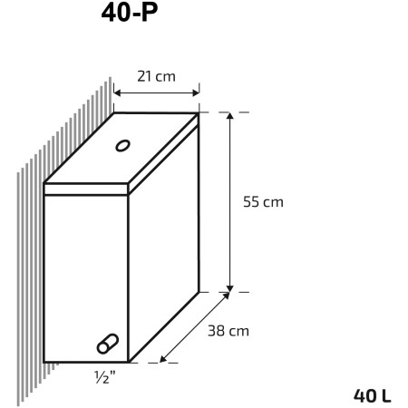 Krosnelė Skamet P-12040 PRV dešininė su 40L nerūd. plieno vandens talpa
