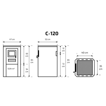 Krosnelė-viryklė Skamet C-120 GL su stiklu