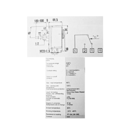Termostatas įleidžiamas KLR-90GE