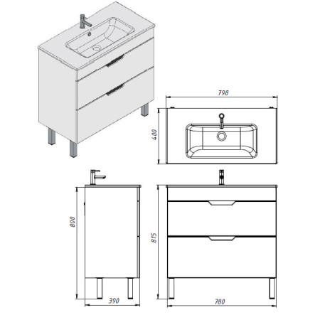 Vonios kambario spintelė su praustuvu STEFANIJA ST2-80 balta