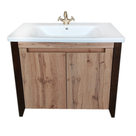 Vonios kambario spintelė su praustuvu QUEEN QN-90 ruda