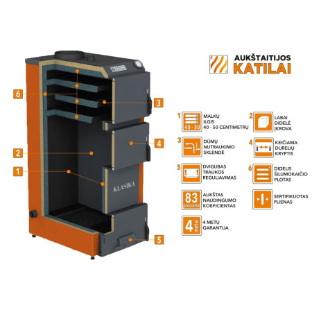 Katilas kieto kuro KLASIKA 8 8kW