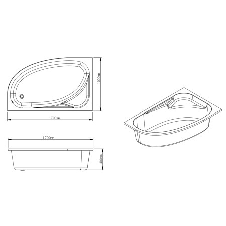 Akrilinė vonia MARINA-170 170x100x52 dešinė