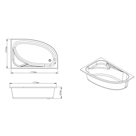 Akrilinė vonia MARINA-170 170x100x52 kairė