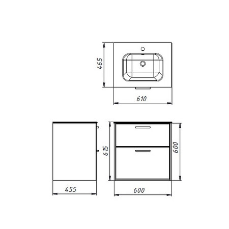 Vonios kambario spintelė su praustuvu  AF-60 balta pakabinama pastatoma AFINA