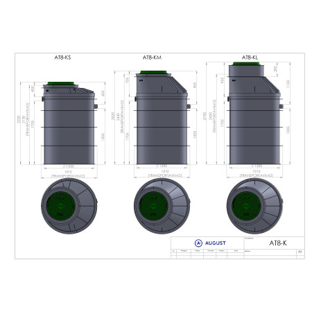 Nuotekų valymo įrenginys AT8KL 935mm įgilinim. (6 žm.)
