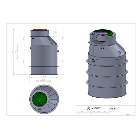 Įrenginys nuotekų valymo AT6KL 935mm įgilinim. (4 žm.)