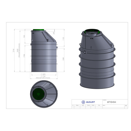 Nuotekų valymo įrenginys AT10KM 922mm įgilinim. (8 žm.)