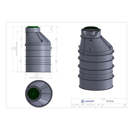 Nuotekų valymo įrenginys AT10KL 1152mm įgilinim. (8 žm.)
