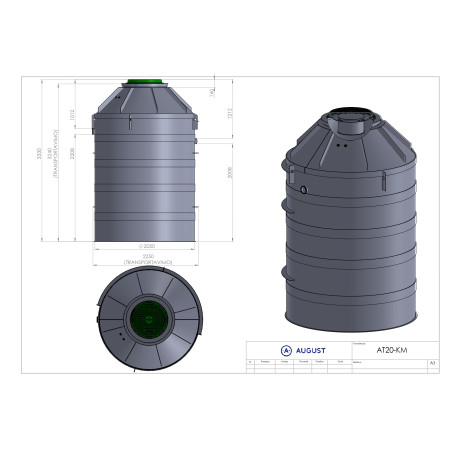 Nuotekų valymo įrenginys AT20KM 1012mm įgilinim. (18 žm.)