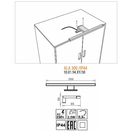 Spintelė Ester su veidrodžiu ESMC-50 balta pakabinama