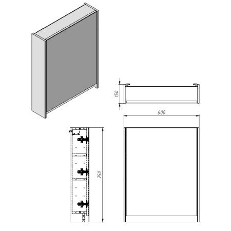 Spintelė Ester su veidrodžiu ESMC-60 balta pakabinama