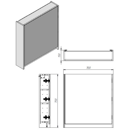 Spintelė Ester su veidrodžiu ESMC-70 balta pakabinama