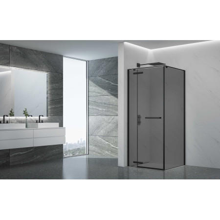 Dušo kabina PRESTIGE 90x90 juoda/pilka be pado
