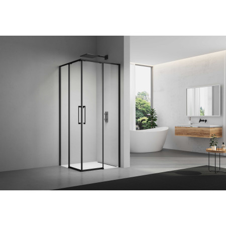 Dušo kabina ELEGANCE 90x90 juoda/skaidri be pado