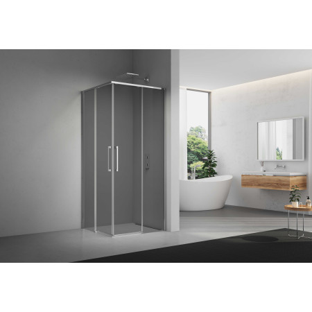 Dušo kabina ELEGANCE 90x90 chrom/pilka be pado