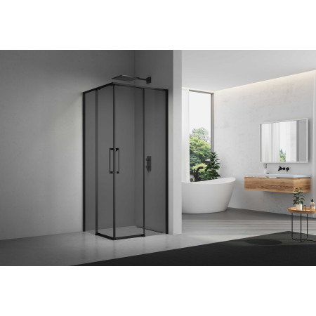 Dušo kabina ELEGANCE 90x90 juoda/pilka be pado