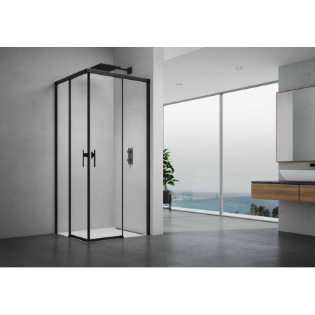 Dušo kabina LUXERA 90x90 juoda/skaidri be pado