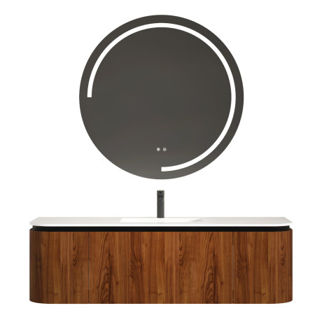 Vonios kambario spintelė su praustuvu OLIVE 150 ruda pakabinama su įleidžiamu praustuvu