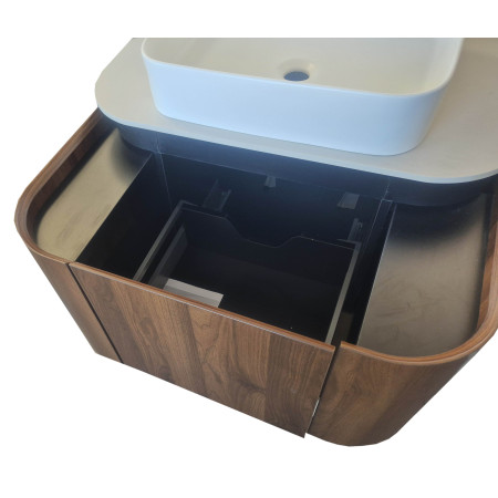 Vonios kambario spintelė su praustuvu OLIVE 80 ruda pakabinama su uždedamu praustuvu