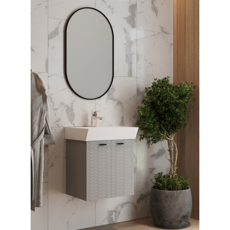 Vonios kambario spintelė su praustuvu Piccolo PC-50 pilka pakabinama