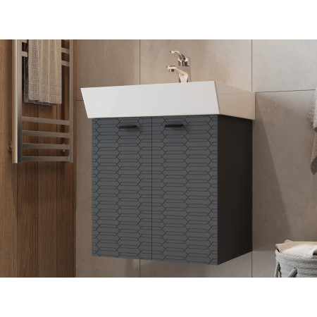 Vonios kambario spintelė su praustuvu Piccolo PC-50 tamsiai pilka pakabinama