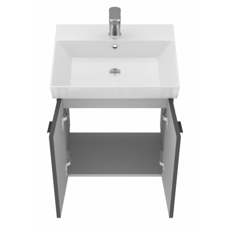 Vonios kambario spintelė su praustuvu Piccolo PC-60 tamsiai pilka pakabinama