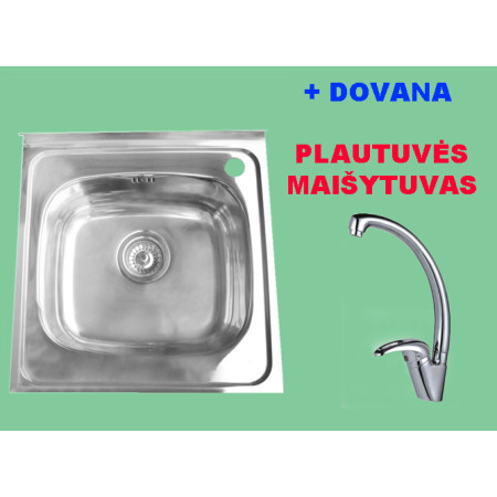 IŠPARDAVIMAS! Nerūdijančio plieno plautuvė 877 uždedama su sifonu DOVANA maišytuvas  virtuvinis A2208