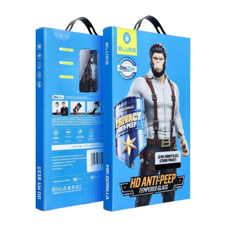 LCD apsauginis stikliukas 5D Mr. Monkey Glass (Strong Privacy) Apple iPhone 13 Pro Max/14 Plus juodas