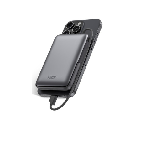 Ksix Magnetic Power Bank 10000 mAh, 22.5W for iPhone and Apple watch, Grey
