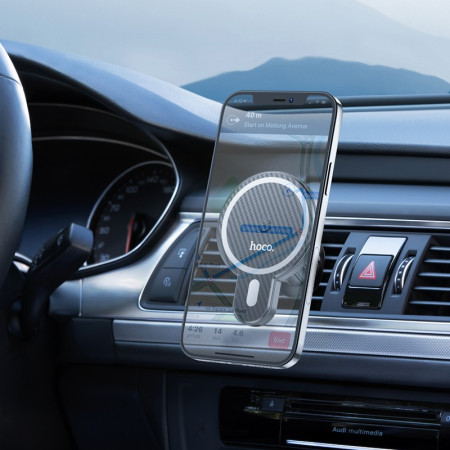 Hoco CA85 Magsafe automobilinis laikiklis-įkroviklis Juodas