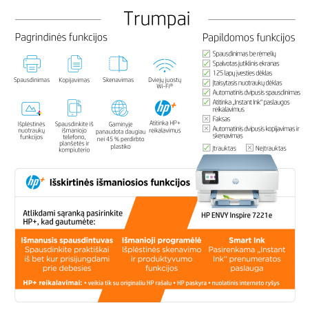 HP ENVY Bevielis Visi Viename Spausdintuvas su Instant Ink
