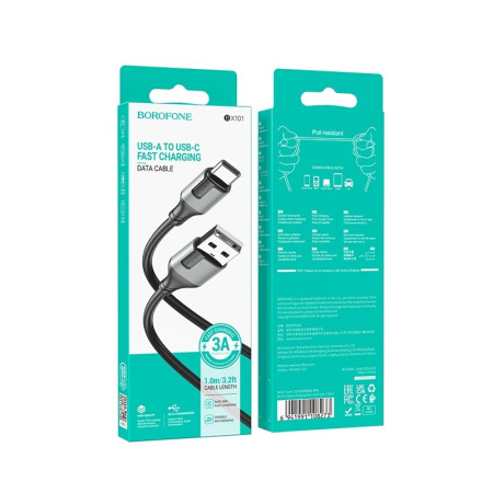 Borofone BX101 USB-A į USB-C kabelis 1.0m juodas