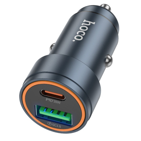 Automobilinis įkroviklis Hoco Z57A 30W USB-C/USB-A pilkas
