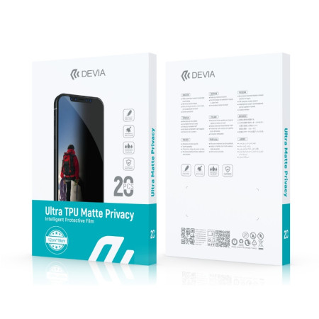 Devia Ultra Intelligent TPU Matte Privacy plėvelių rinkinys karpymo mechanizmui 20vnt.