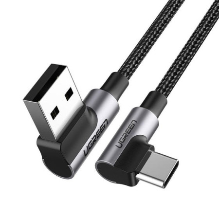 Ugreen USB-C kampinis kabelis 3A 1m juodas