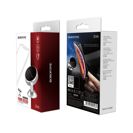 Automobilinis telefono laikiklis Borofone BH5 Platinum, magnetinis, tvirtinamas ant prietaisų skydelio