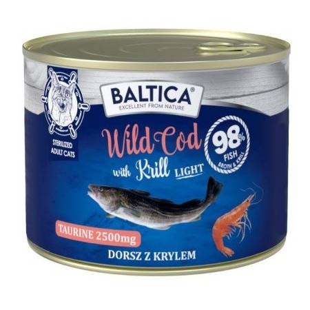 BALTICA EXCELLENT Karma mokra kotas su laukiniu menkiu ir krevetėmis 185g