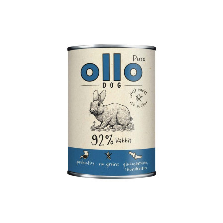 OLLO Grynas triušis - drėgnas ėdalas šunims - 400g